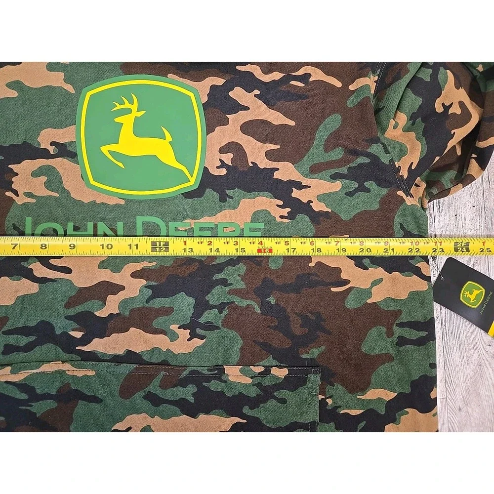 John Deere Hoodie Medium Camo Core Sweatshirt Logo Front Pocket Fleece Lined NEW